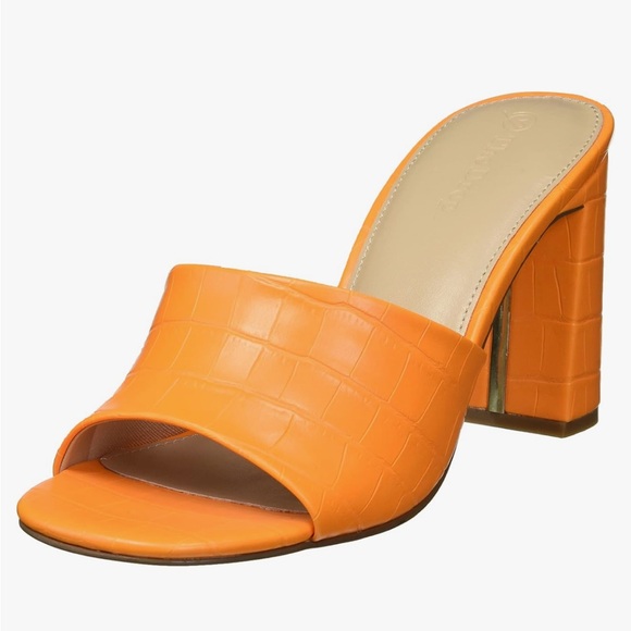 The Drop Orange Chunky Heel Mules - Picture 2 of 8